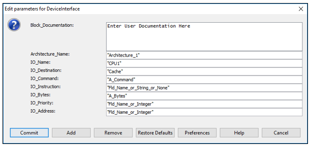 DPD Device Interface Parameters