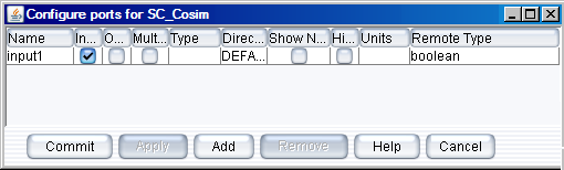 Configure ports for SC_Cosim block