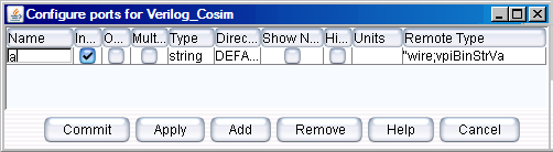 Configure ports for Verilog_Cosim block