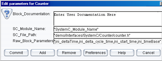 Configuring the SC_Cosim (Counter) block