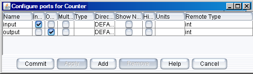 Configuring the ports of the SC_Cosim ‘Counter’ block